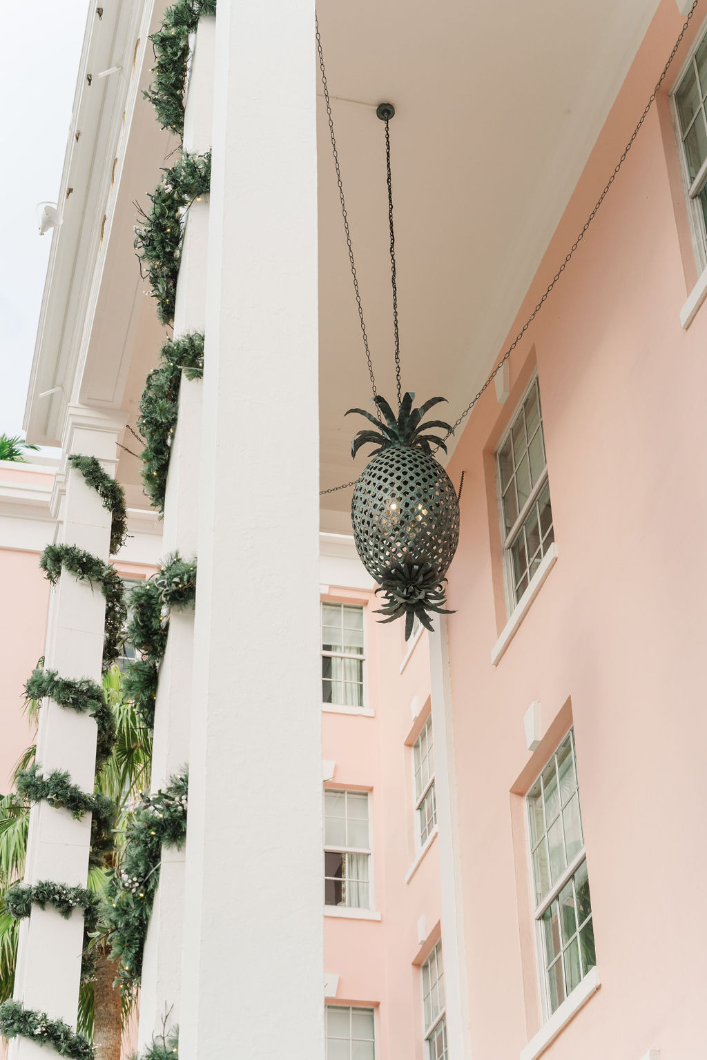 Details of an iron pineapple chandelier